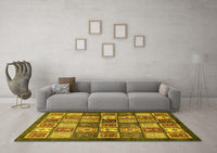 Machine Washable Abstract Yellow Modern Rug, wshabs647yw