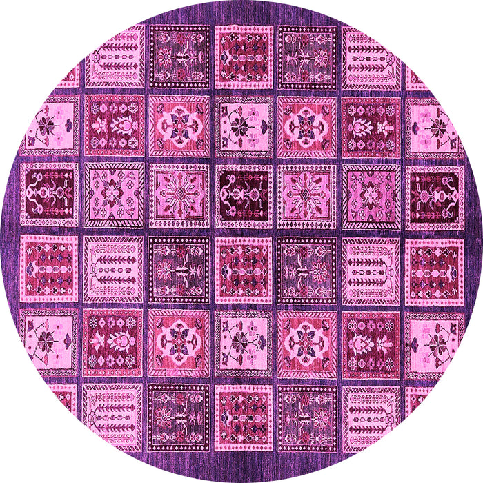 Round Abstract Pink Modern Rug, abs647pnk