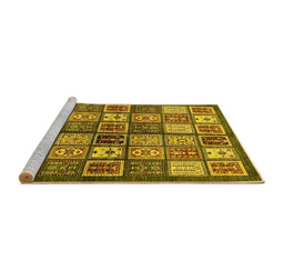 Sideview of Machine Washable Abstract Yellow Modern Rug, wshabs647yw