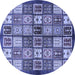 Round Abstract Blue Modern Rug, abs647blu