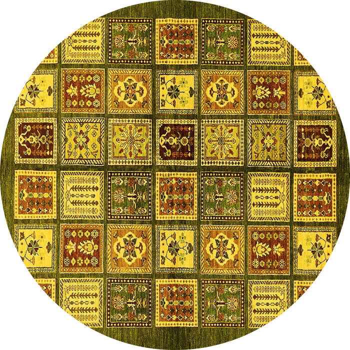 Round Abstract Yellow Modern Rug, abs647yw