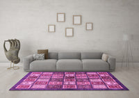 Machine Washable Abstract Pink Modern Rug, wshabs647pnk