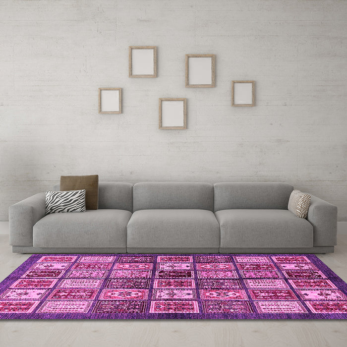 Machine Washable Abstract Pink Modern Rug in a Living Room, wshabs647pnk