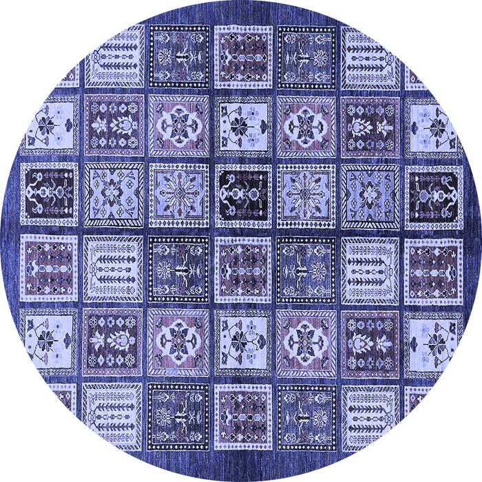 Round Machine Washable Abstract Blue Modern Rug, wshabs647blu