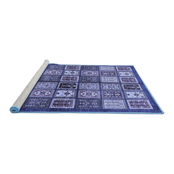 Sideview of Machine Washable Abstract Blue Modern Rug, wshabs647blu