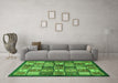 Machine Washable Abstract Green Modern Area Rugs in a Living Room,, wshabs647grn