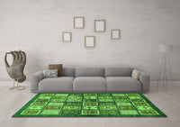 Machine Washable Abstract Green Modern Rug, wshabs647grn