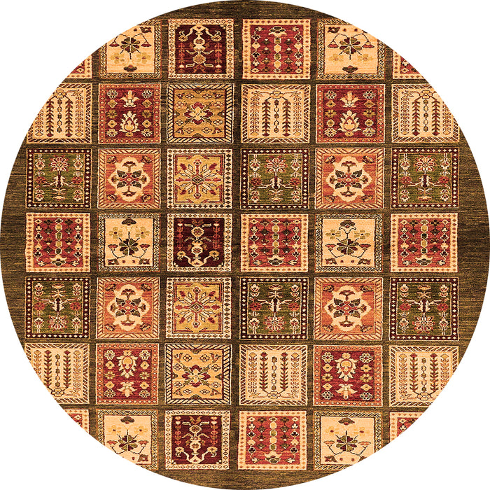 Round Machine Washable Abstract Orange Modern Area Rugs, wshabs647org