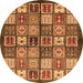 Round Machine Washable Abstract Orange Modern Area Rugs, wshabs647org