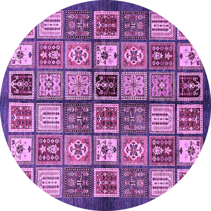 Round Abstract Purple Modern Rug, abs647pur