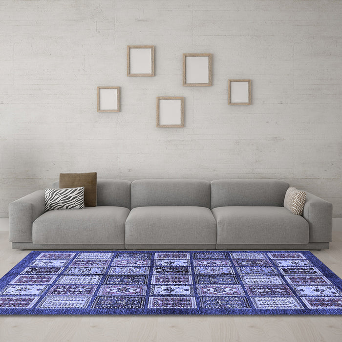 Machine Washable Abstract Blue Modern Rug in a Living Room, wshabs647blu