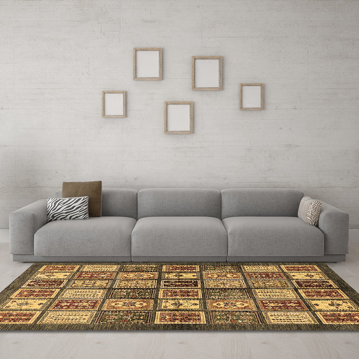 Machine Washable Abstract Brown Modern Rug in a Living Room,, wshabs647brn