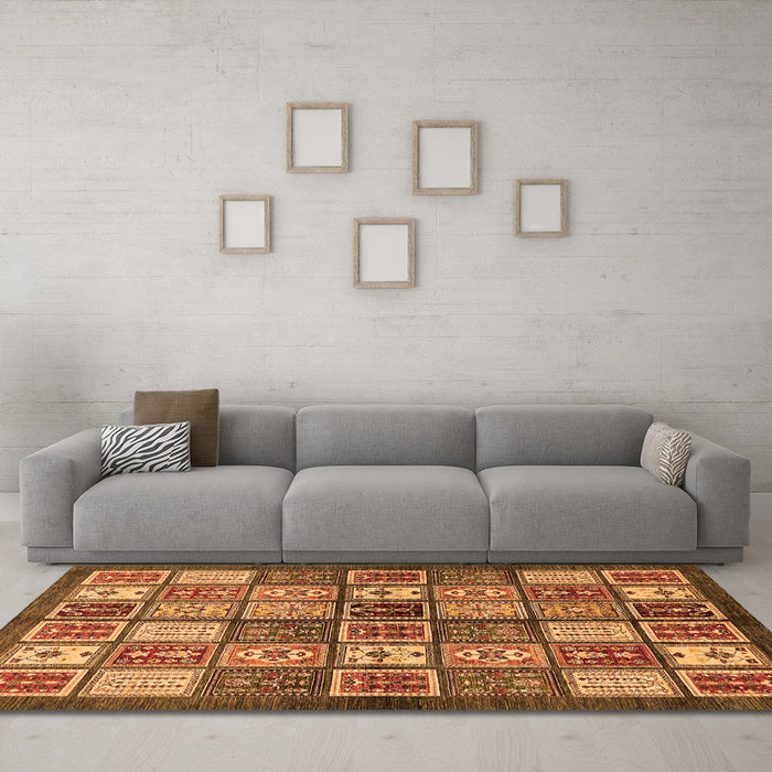 Machine Washable Abstract Orange Modern Area Rugs in a Living Room, wshabs647org