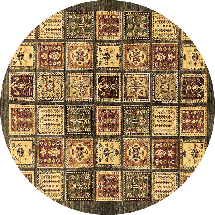 Round Abstract Brown Modern Rug, abs647brn