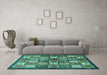 Machine Washable Abstract Turquoise Modern Area Rugs in a Living Room,, wshabs647turq