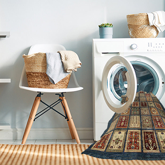 Machine Washable Abstract Dark Brown Rug in a Washing Machine, wshabs647