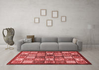 Machine Washable Abstract Red Modern Rug, wshabs647red