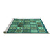 Sideview of Machine Washable Abstract Turquoise Modern Area Rugs, wshabs647turq