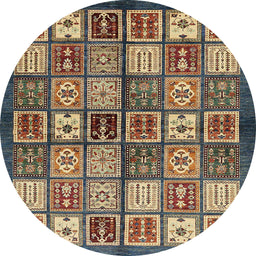 Round Abstract Dark Brown Modern Rug, abs647