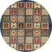 Round Abstract Dark Brown Modern Rug, abs647