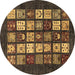 Round Abstract Brown Modern Rug, abs648brn