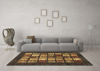 Machine Washable Abstract Brown Modern Rug, wshabs648brn