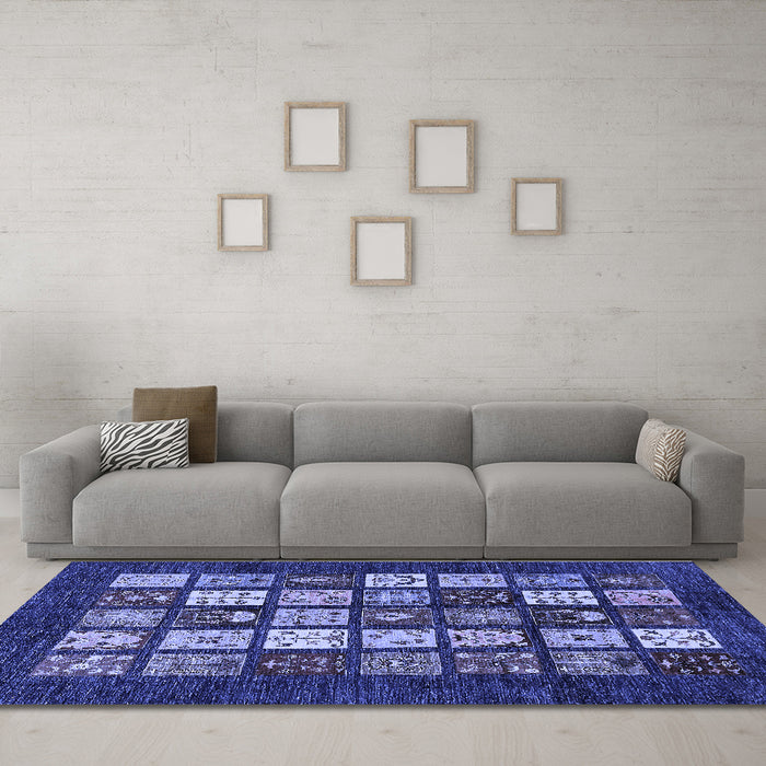 Machine Washable Abstract Blue Modern Rug in a Living Room, wshabs648blu