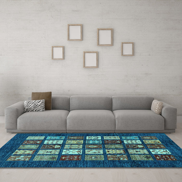 Machine Washable Abstract Light Blue Modern Rug in a Living Room, wshabs648lblu