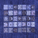 Square Machine Washable Abstract Blue Modern Rug, wshabs648blu