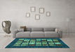 Machine Washable Abstract Turquoise Modern Area Rugs in a Living Room,, wshabs648turq