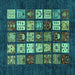 Square Machine Washable Abstract Turquoise Modern Area Rugs, wshabs648turq