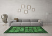 Machine Washable Abstract Emerald Green Modern Area Rugs in a Living Room,, wshabs648emgrn