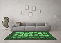 Machine Washable Abstract Emerald Green Modern Rug, wshabs648emgrn