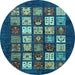 Round Machine Washable Abstract Light Blue Modern Rug, wshabs648lblu