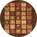 Round Machine Washable Abstract Orange Modern Area Rugs, wshabs648org