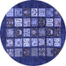 Round Machine Washable Abstract Blue Modern Rug, wshabs648blu