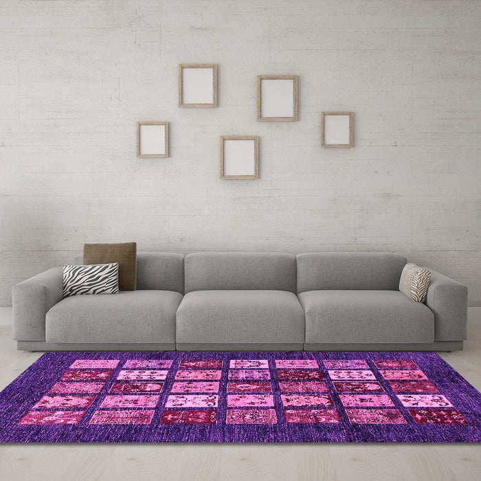 Machine Washable Abstract Pink Modern Rug in a Living Room, wshabs648pnk