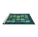 Sideview of Machine Washable Abstract Turquoise Modern Area Rugs, wshabs648turq