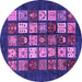 Round Machine Washable Abstract Purple Modern Area Rugs, wshabs648pur