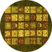 Round Abstract Yellow Modern Rug, abs648yw