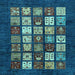 Square Machine Washable Abstract Light Blue Modern Rug, wshabs648lblu