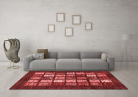 Machine Washable Abstract Red Modern Rug, wshabs648red