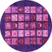 Round Machine Washable Abstract Pink Modern Rug, wshabs648pnk