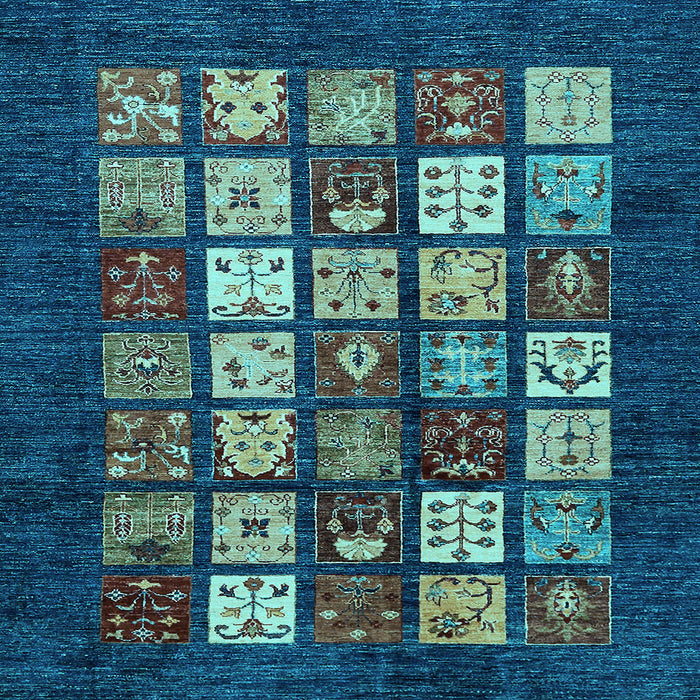 Square Abstract Light Blue Modern Rug, abs648lblu