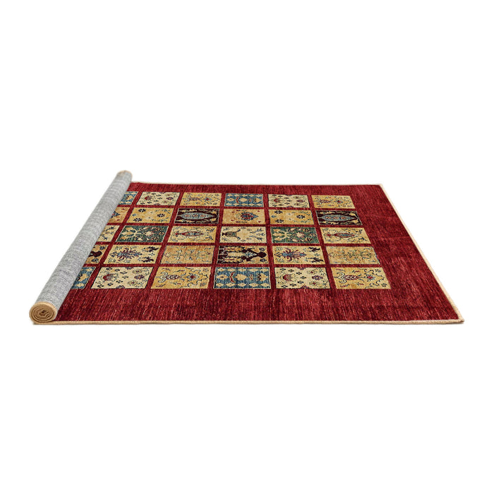 Sideview of Machine Washable Abstract Red Rug, wshabs649