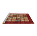 Sideview of Machine Washable Abstract Red Rug, wshabs649