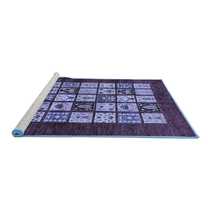 Sideview of Machine Washable Abstract Blue Modern Rug, wshabs649blu