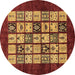 Round Abstract Brown Modern Rug, abs649brn