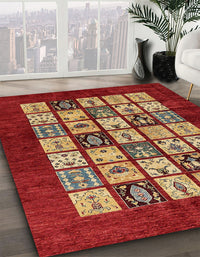 Abstract Red Modern Rug, abs649