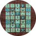 Round Machine Washable Abstract Light Blue Modern Rug, wshabs649lblu